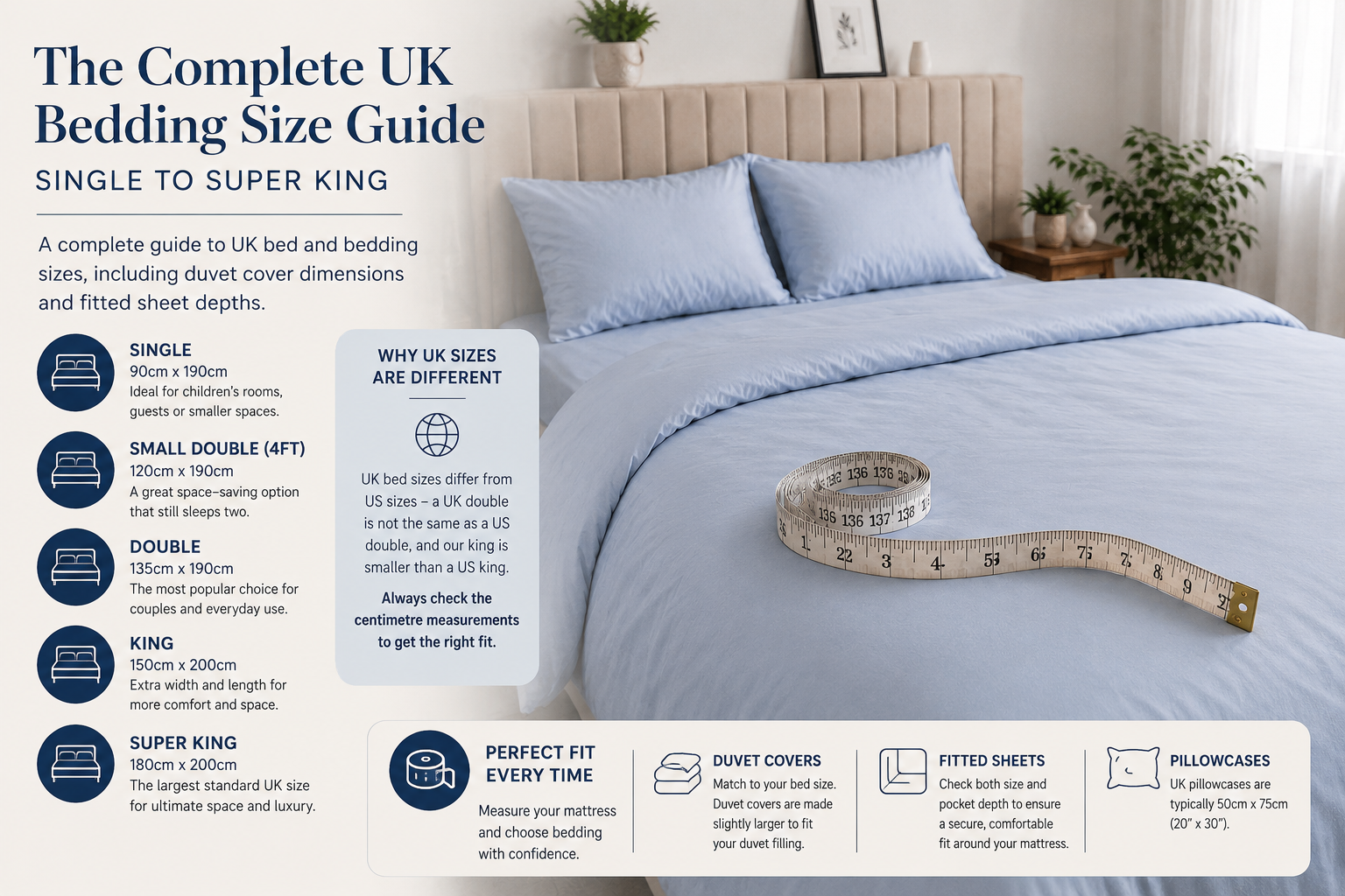 The Complete UK Bedding Size Guide: Single to Super King
